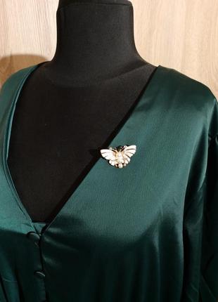 Брошь бабочка эмаль с цирконами жемчуг майорка