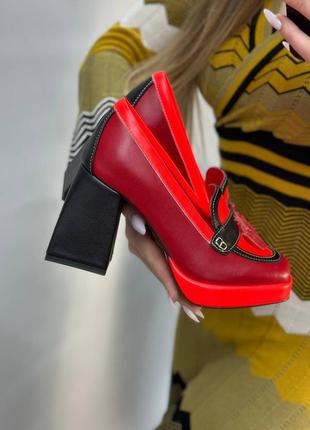 Туфли кожаные красные с квадратным носком много цветов6 фото