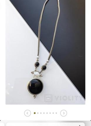 Ожерелье с большими черными камнями 925проба 35,3 г., в3л+ку, 42 см2 фото