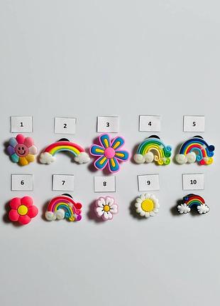 Jibbitz джибітси прикраса для crocs веселка квіточка