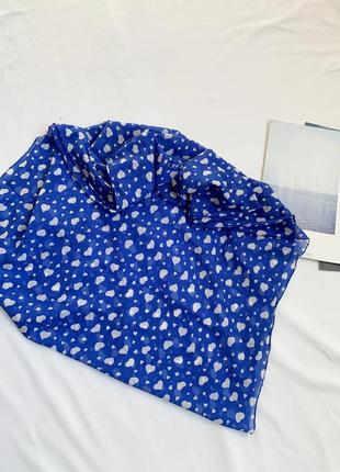 Хомут, платок, шарф, синий, в сердечка2 фото
