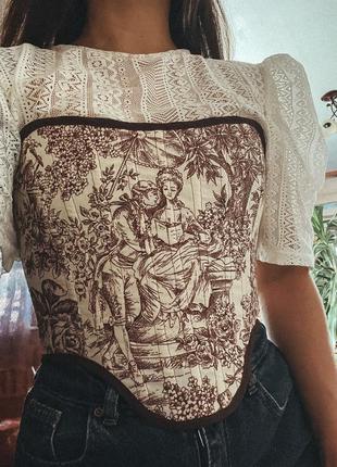 Корсет в стиле прованса. корсетный топ туаль де жуи на шнуровке