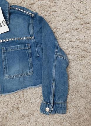 Суперова джинсова куртка "zara"на дівчинку з заклепками нова колекція р.1522 фото