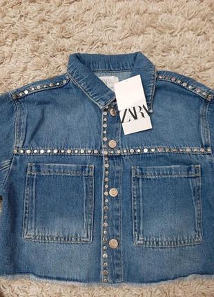 Суперова джинсова куртка "zara"на дівчинку з заклепками нова колекція р.1523 фото