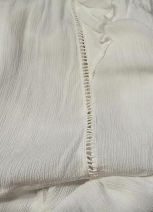 Белоснежная мягкая легкая блуза из индийского хлопка с коротким рукавом8 фото