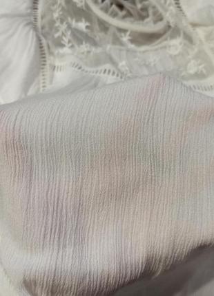 Белоснежная мягкая легкая блуза из индийского хлопка с коротким рукавом5 фото