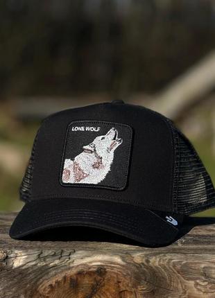 Оригінальна чорна кепка з сіткою goorin bros. lone wolf animal farm trucker 101-0389-blk