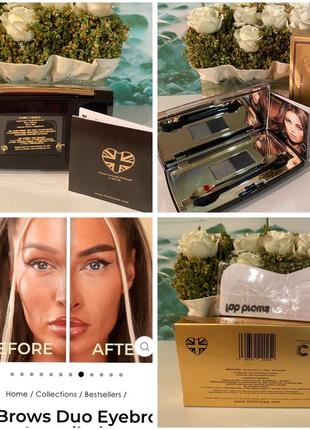 🇬🇧 люкс набор для бровей дуо стойкие тени, кисти и трафареты fab brows luxury eyebrow kit