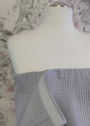 Набір лазневий жіночий вафельний кільт-сарафан р. 54-72 та рушник банний 70*140 см сірий у сауну2 фото