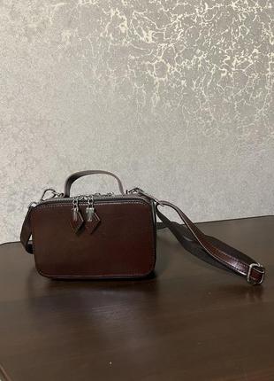 Новая кожаная сумка сумочка натуральная кожа с длинным ремнем через плечо коза1 фото