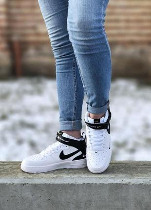 Кроссовки женские nike air force 1 high white/black2 фото