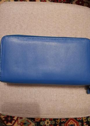 Синій шкіряний гаманець.2 фото