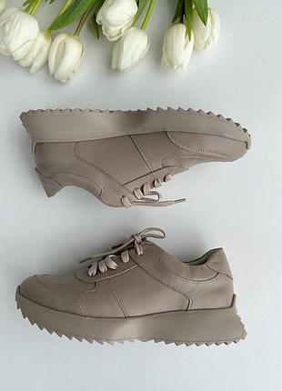 Кроссовки женские кожаные натуральная кожа подошва eva демисезонные фабричные капучино