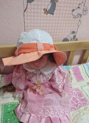 Шляпа шляпка понамка понама летняя для девочки бант с стразами2 фото