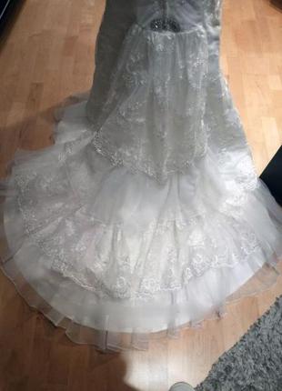Платье кружевное русалочка со шлейфом3 фото
