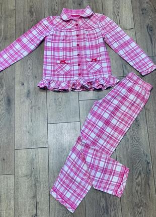Пижама фланевалевая хлопковая в клетку с сердечками tu (англия)1 фото