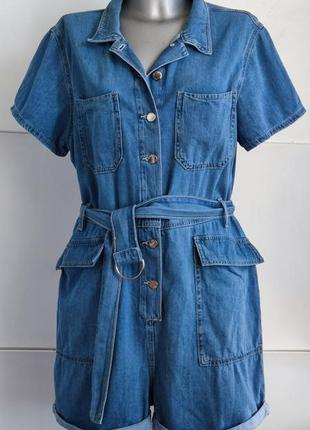 Джинсовий комбінезон з шортами denim co блакитного кольору