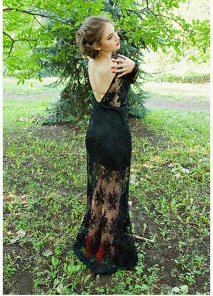 Выпускное платье торг  в пол нарядное черное кружевное1 фото