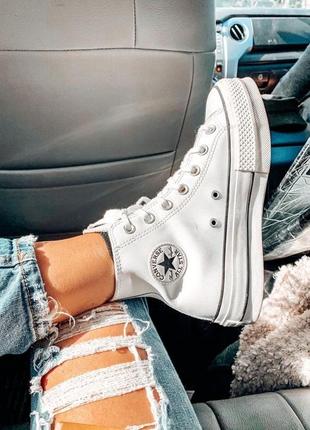 Кеди на платформі білі converse chuck taylor all star platform hi