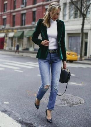 Натуральний котон 97% жакет піджак на гудзиках темно зелений comma