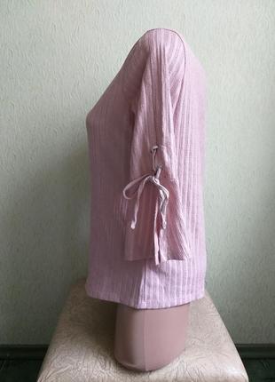 Стрейчевая блуза рукава клеш. туника. лонгслив. футболка рукава 3/4. розовая, пудровая.4 фото