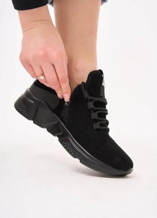 Замшевые женские черные кроссовки lonza 3508-2-а3 фото