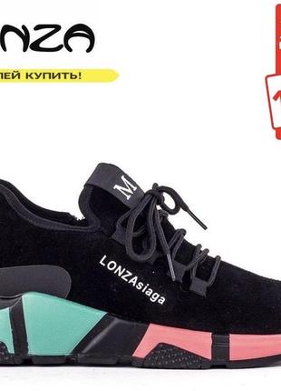 Замшевые женские кроссовки 39 размер lonza 3508-2-а/кроссовки с цветной подошвой1 фото