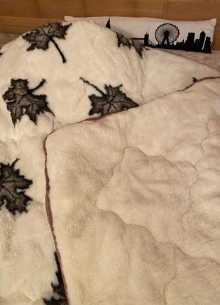 Двустороннее одеяло с открытым мехом полуторное 145х2104 фото