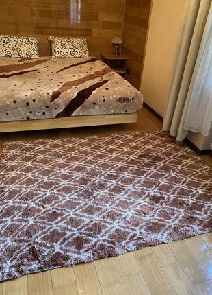 Хутряний ворсистий килимок травка 200х150 см із довгим ворсом1 фото