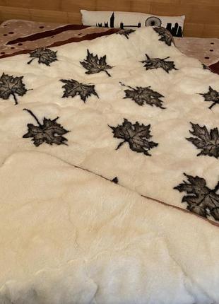 Меховое двусторонее одеяло кленовый лист 175*2103 фото