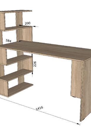 Стіл комп'ютерний з полками стк-10   ш 1416 / в 1226 / г 600 мм в кольорі венге з білими полицями2 фото