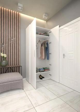 Шкаф для одежды со штангой и двумя дверьми из лдсп lt0009 белый  ш 1000 / в 2190 / г 520 мм2 фото