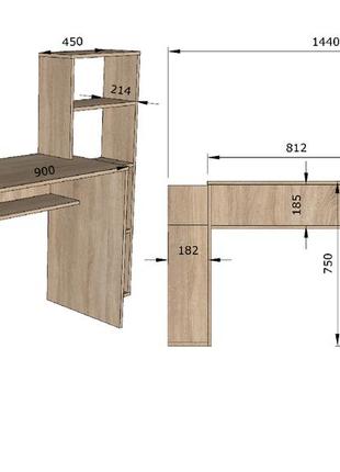 Стіл комп'ютерний з тумбою стк-02   ш 1444 / в 1214 / г 500 мм колір дуб сонома4 фото