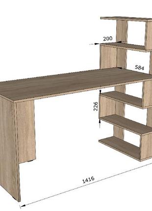 Компьютерный стол стк-05 с полками ш 1416 / в 1226 / г 600 мм в цвете антрацит2 фото