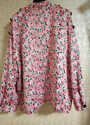 Блуза блузка цветочный принт цветы большой размер оверсайз бренд marks &amp; spenser m&amp;s,р.182 фото