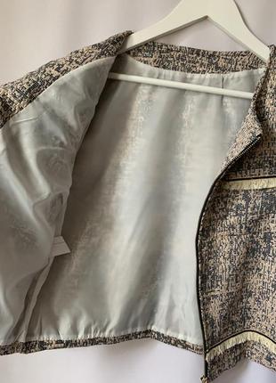 Твидовий пиджак с бахромой жакет из италии6 фото