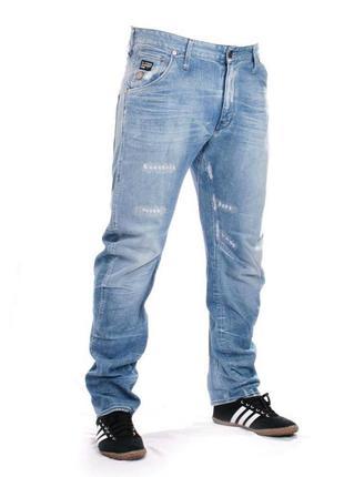 Нові джинси блакитні штопані w27 l32 'g-star' ark loose tapered1 фото