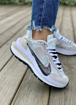 Женские кроссовки nike vaporwaffle sport fuschia x sacai ‘beige black’ топ качества 🔝🔥