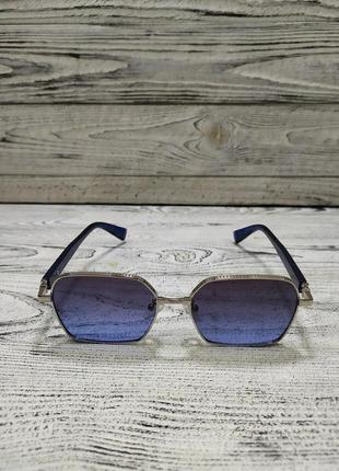 Солнцезащитные очки синие, унисекс в металлической оправе2 фото