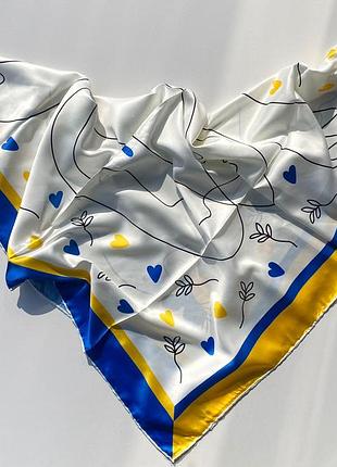 🕊️українська ніжна шовкова хустка /платок/шаль в патріотичних кольорах 💙💛