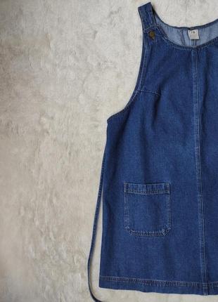 Синє джинсове плаття міні сарафан джинсовий для вагітних із кишенями поясом батал великого раза3 фото