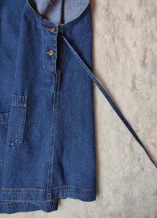 Синє джинсове плаття міні сарафан джинсовий для вагітних із кишенями поясом батал великого раза9 фото
