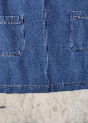 Синє джинсове плаття міні сарафан джинсовий для вагітних із кишенями поясом батал великого раза5 фото
