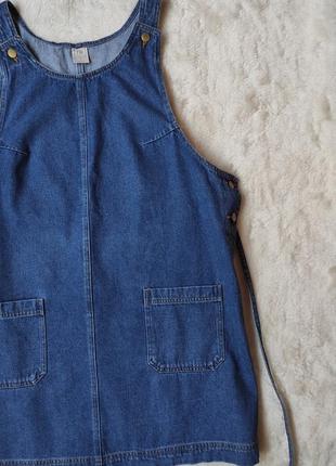Синє джинсове плаття міні сарафан джинсовий для вагітних із кишенями поясом батал великого раза4 фото