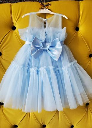 Красивое голубое детское пышное платье для девочки праздничное на 1 год рочек 12м на дент рождения праздник1 фото