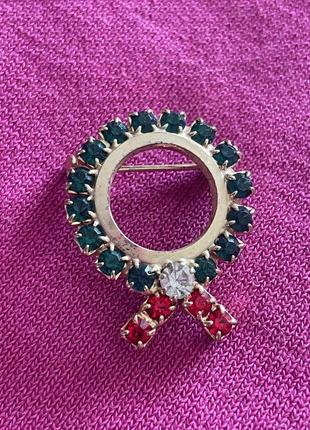 Брошь, брошка рождественский веночек