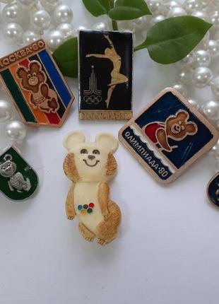 Мишки олимпийские пара броши значки винтаж советские коллекционные мишки олимпиада 80 миниатюры лот2 фото