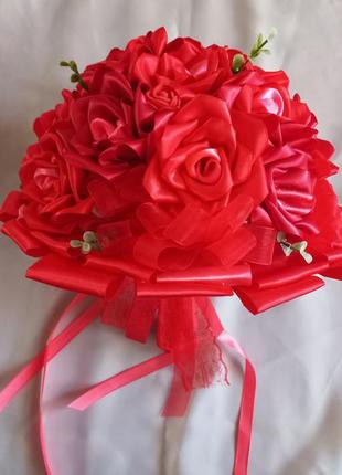 Червоний весільний букет-дублер для нареченої "королівський"2 фото
