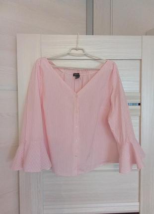 Брендовая красивая коттоновая блуза-рубашка р.16-18.5 фото