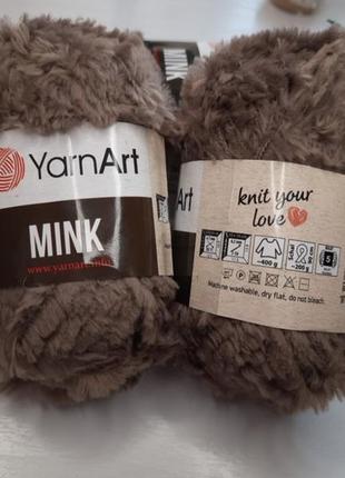 Yarnart mink пушистая пряжа ярнарт минк . цвет 332 коричневый